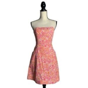 Lilly Pulitzer Delphina Orange & Pink Strapless Mini Dress
